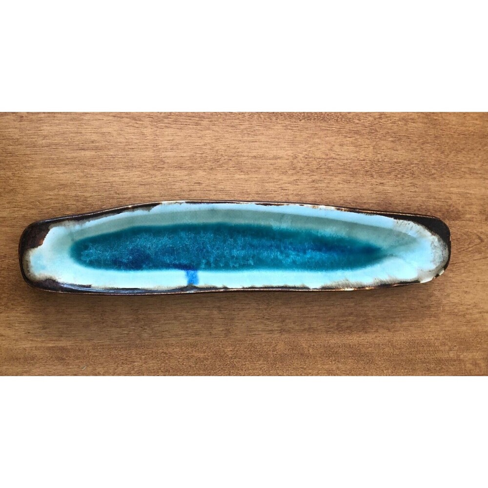 Bob Brigl Trinket Jewelry Pottery Dish Blue Kentucky Artist Signed 2010